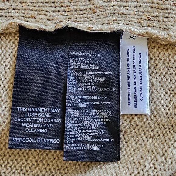 Tommy Hilfiger Sweater Womens XXL Sand Crew Neck LS Cottage Sequins Boho Holiday - Picture 8 of 13